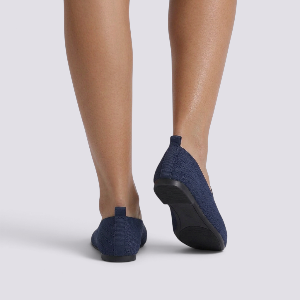 Mocasines Planos de Punto Mujer Azul Marino - vista trasera
