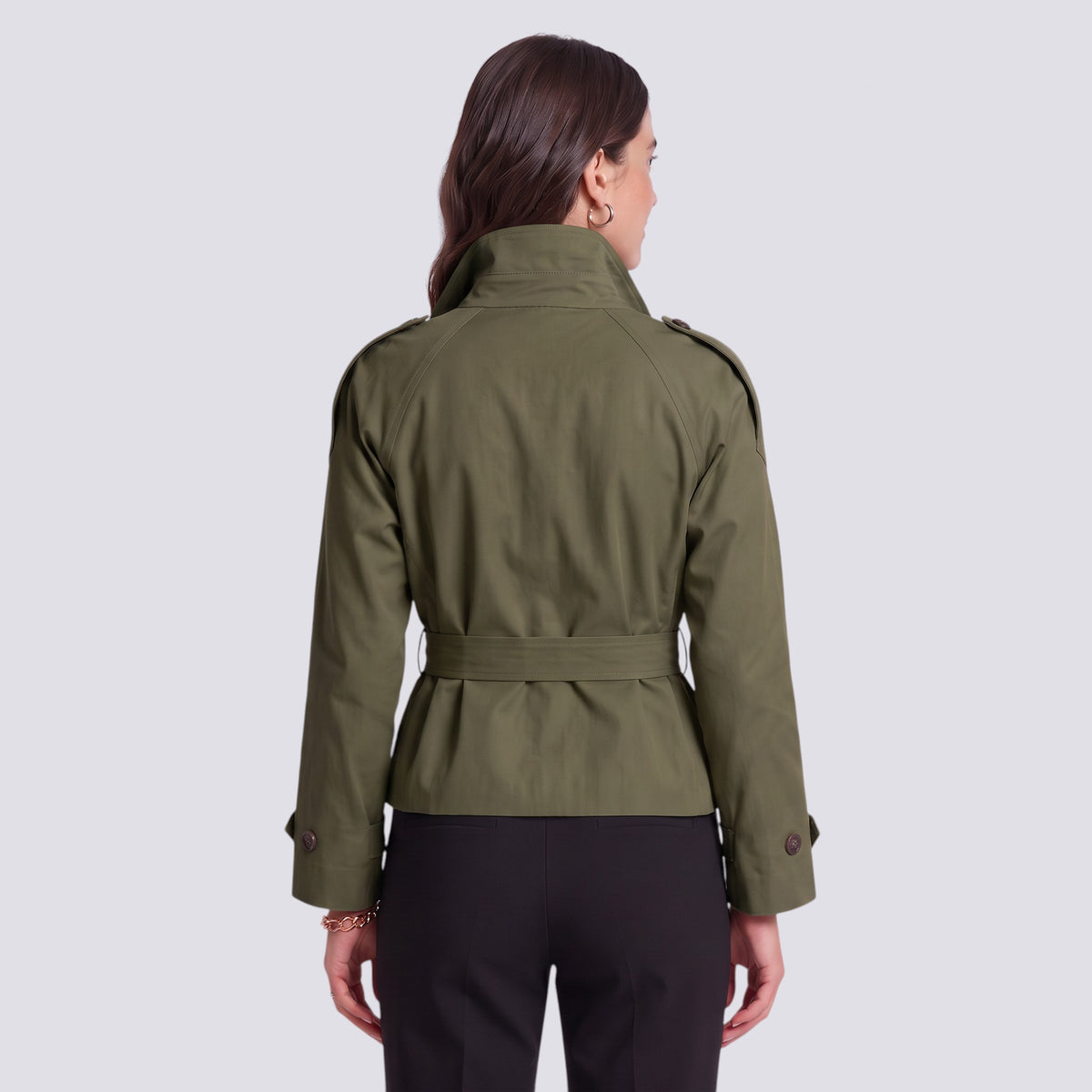 Gabardina Mujer Corta con Cinturón