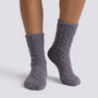 Calcetines de casa mujer mullidos caña media en color Gris Oscuro, vista frontal