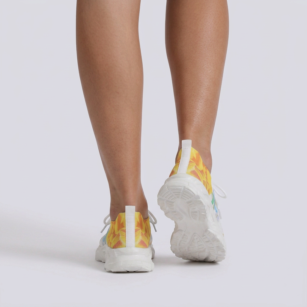 Zapatillas Deportivas Mujer Estampado Floral Flying-Woven - Amarillo - Vista Trasera