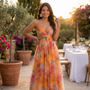 Vestido Largo Mujer Estampado Halter Elegante Fiesta - lifestyle