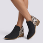 Botines mujer estampado leopardo tacón bajo en negros, vista frontal