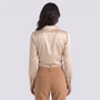 Blusa Satinada Mujer Cuello Drapeado - Champán - Espalda