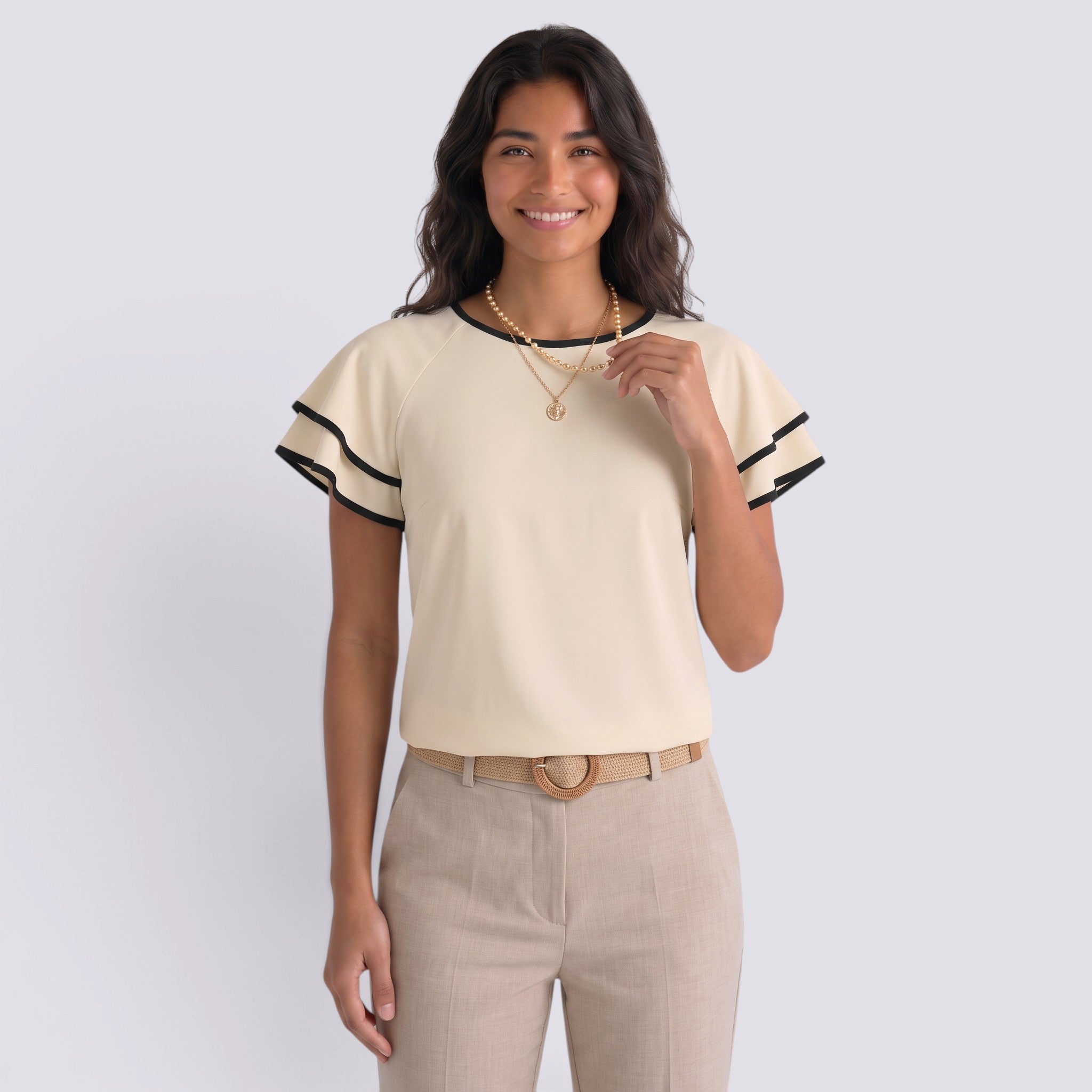 Camisa Mujer Manga Corta Doble Capa