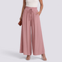 Pantalón Palazzo Mujer Cordón Ajustable - Rosa Palo - Vista Frontal