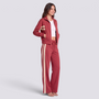 Chándal Mujer Dos Piezas con Cremallera y Rayas Rojo vista lateral