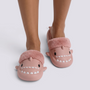 Zapatillas de casa mujer tiburón rosa con forro de peluche extraíble, vista frontal