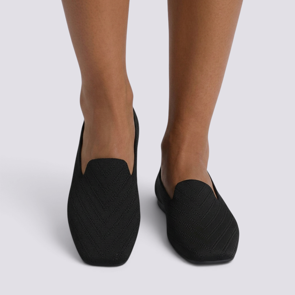 Mocasines Planos de Punto Mujer Negro - vista frontal