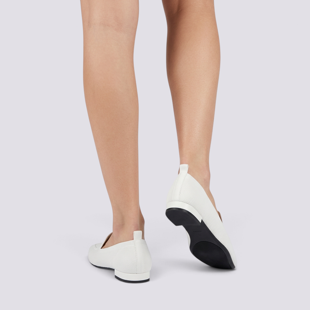 Mocasines Planos de Punto Mujer Blanco - vista trasera