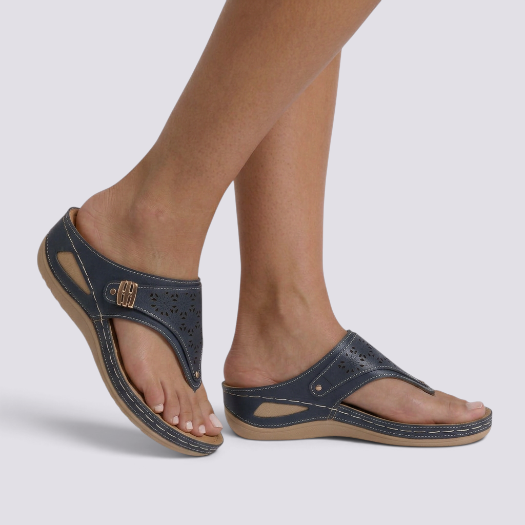 Sandalias Chancla Cuña Mujer Antideslizante - Azul - Lateral