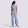 Conjunto Chaleco Sin Mangas Mujer Pantalon Ancho - Light Blue Back