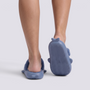 Zapatillas de casa mujer tiburón azul grisáceo con forro de peluche extraíble, vista trasera