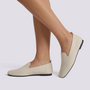 Mocasines Planos de Punto Mujer Beige - vista lateral