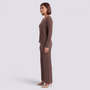 Conjunto Punto Mujer Pantalón Ancho - Café - Lateral