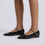 Bailarinas Mujer con Tira de Perlas - Negro - Lateral