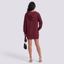 Vestido Punto Capucha Oversize Mujer Manga Larga - Burdeos - Espalda