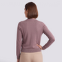Cárdigan punto mujer cuello redondo rosa - vista trasera