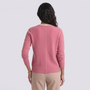 Cárdigan lana mujer cuello redondo - Rosa - vista trasera