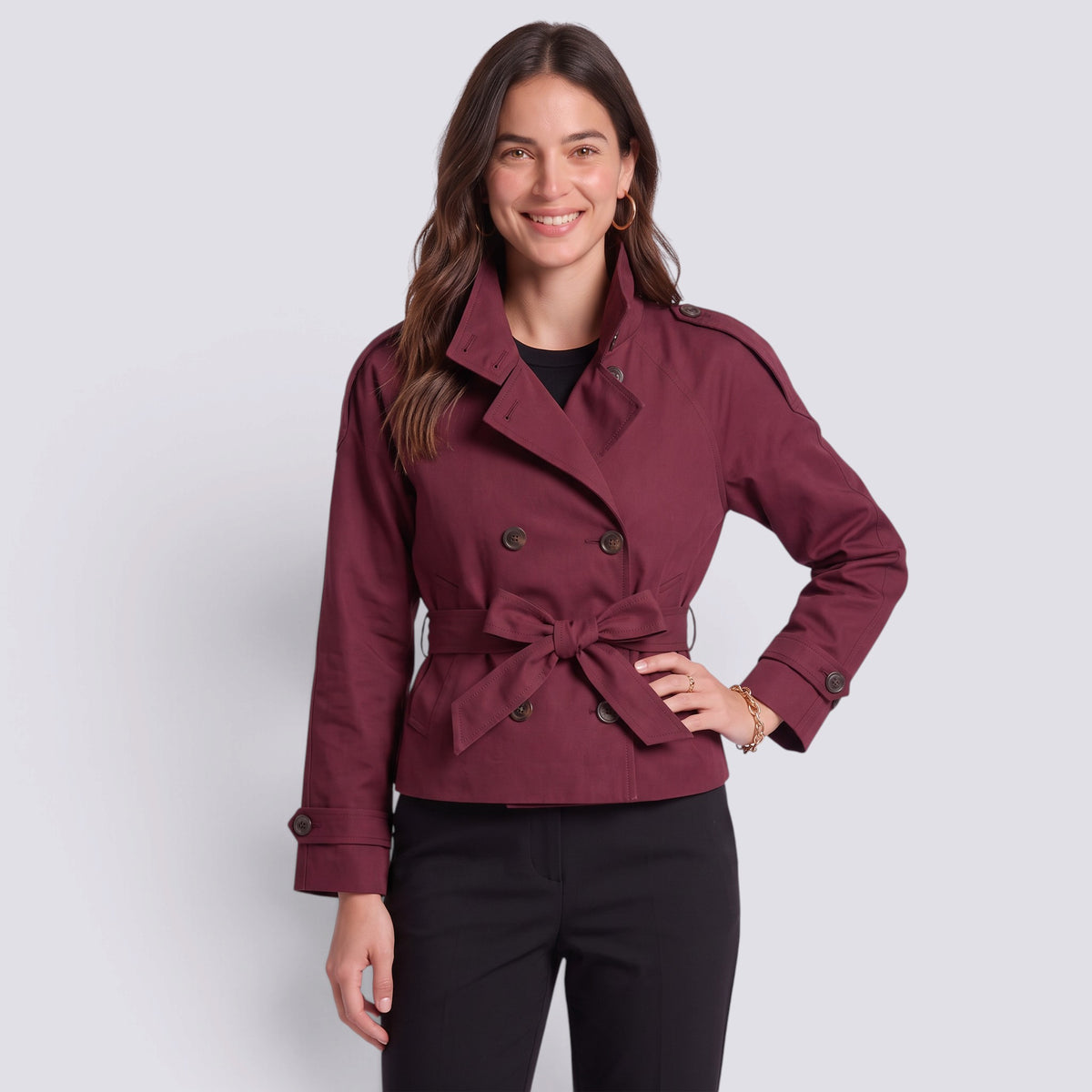 Gabardina Mujer Corta con Cinturón