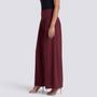 Pantalón palazzo mujer extra ancho con frunces en burdeos, vista lateral