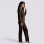 Conjunto Punto Mujer Pantalón Recto - Marrón lateral
