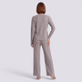 Conjunto Punto Mujer Pantalón Ancho - Gris Claro - Espalda