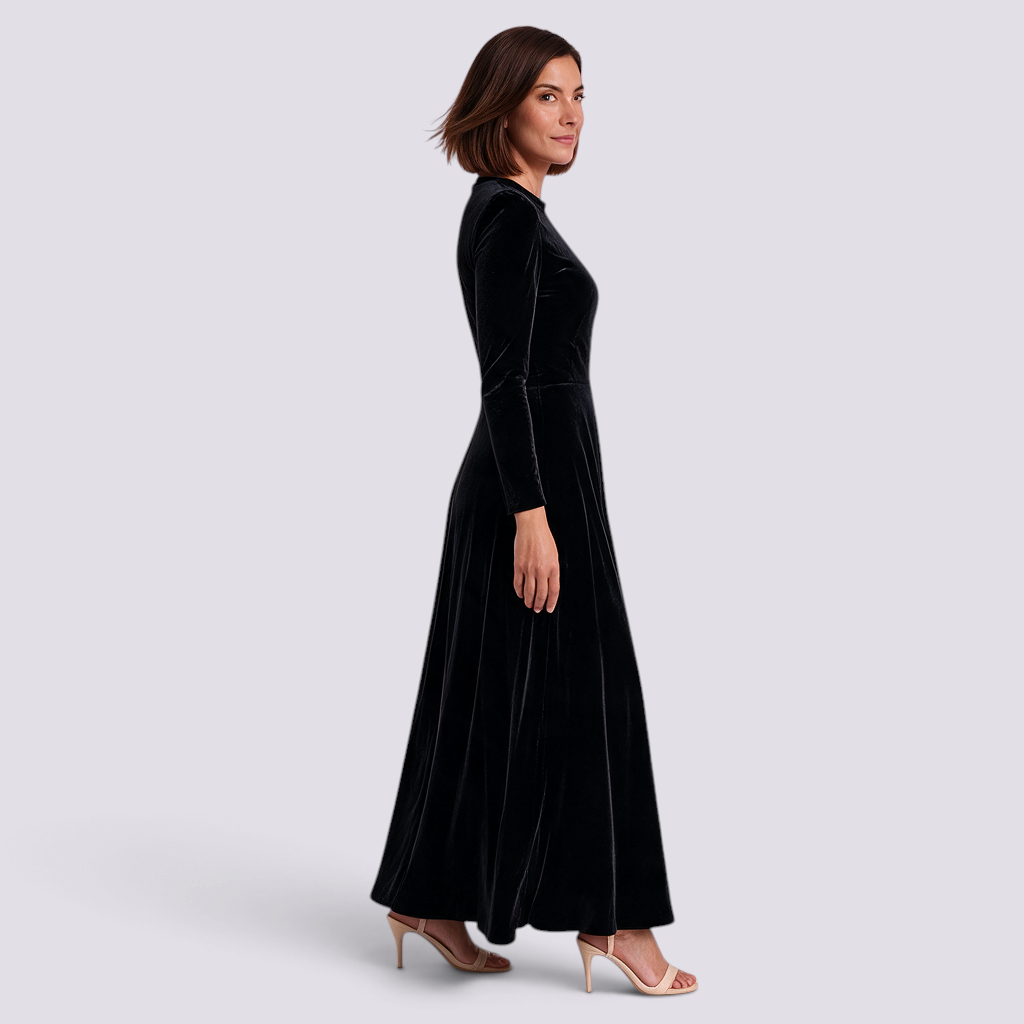 Vestido Terciopelo Negro Lateral