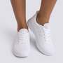 Zapatillas deportivas mujer de malla con cuña baja en blanco, vista frontal