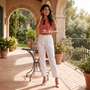 Pantalón Verano Mujer Cintura Alta Lino - lifestyle café