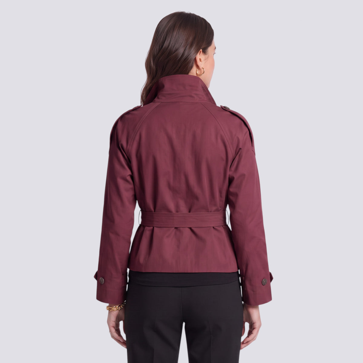 Gabardina Mujer Corta con Cinturón