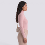 Jersey canale mujer cuello alto - Rosa - vista lateral
