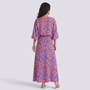 Conjunto Estampado Top y Falda Mujer - Azul y Coral - back