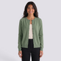 Cárdigan lana mujer cuello redondo - Verde Pino - vista frontal