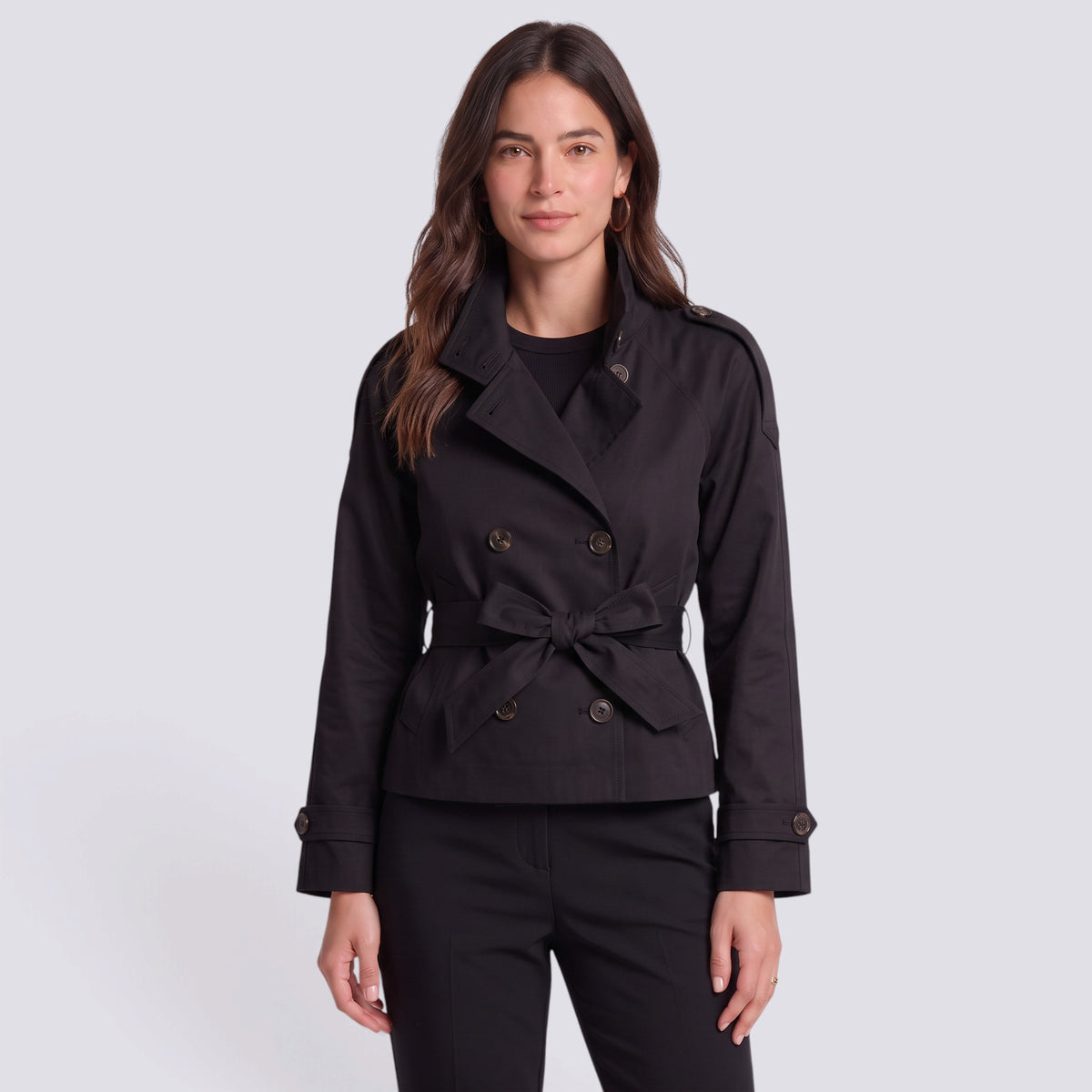 Gabardina Mujer Corta con Cinturón