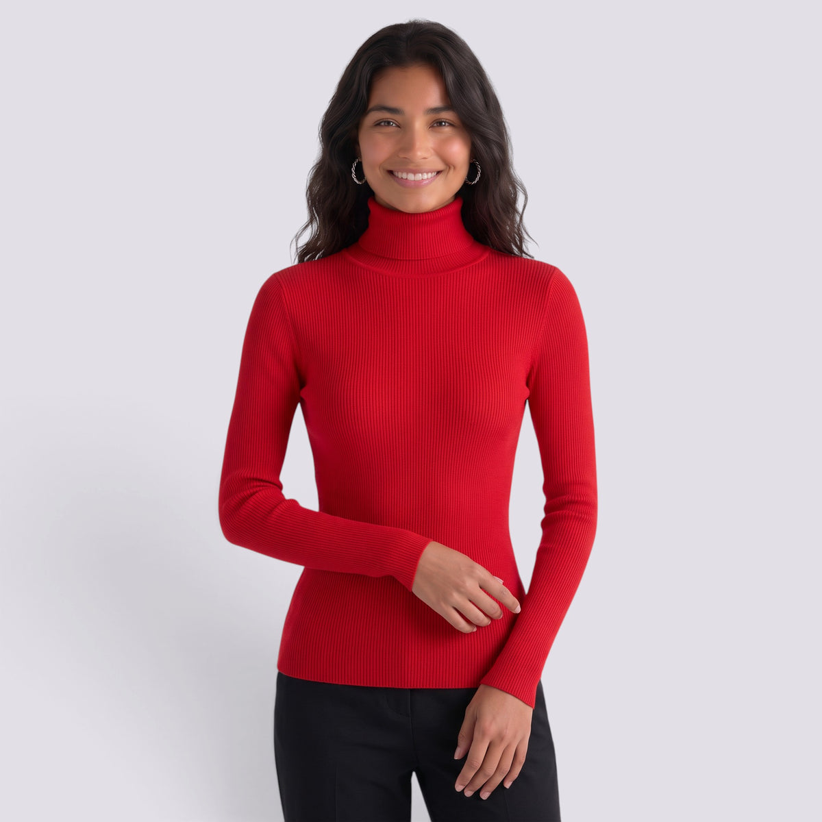 Jersey canale mujer cuello alto - Rojo - vista frontal