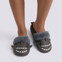 Zapatillas de casa mujer tiburón gris antracita con forro de peluche extraíble, vista frontal