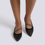 Bailarinas Mujer con Tira de Perlas - Negro - Frontal