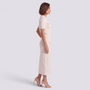 Conjunto punto mujer polo y falda con botones, blanco crema, vista lateral