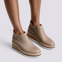 Botines Planos con Cremallera Lateral Mujer - Beige - Vista Frontal