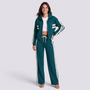 Chándal Mujer Dos Piezas con Cremallera y Rayas Verde vista frontal