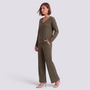 Conjunto Punto Mujer Pantalón Ancho - Verde Militar - Lateral