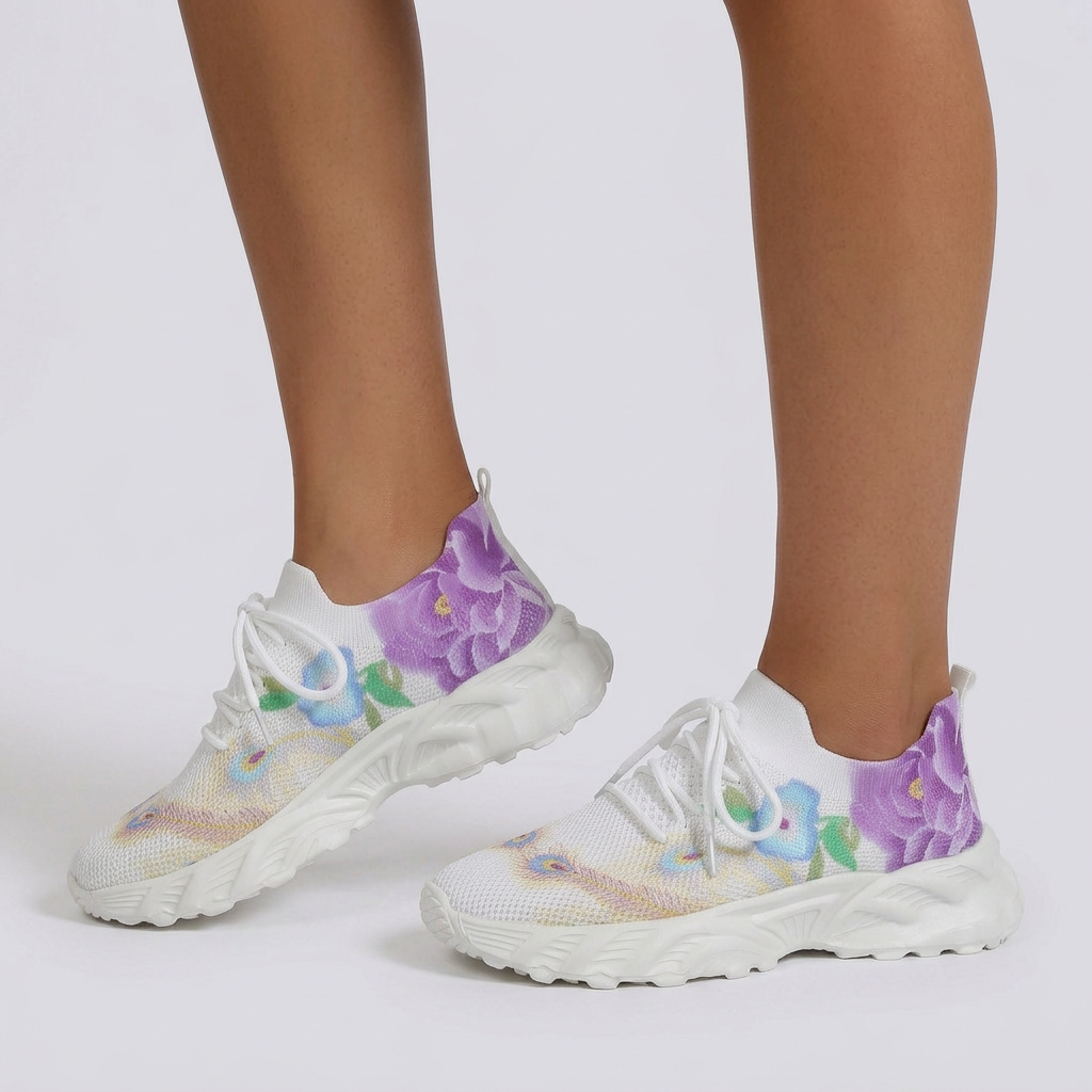Zapatillas Deportivas Mujer Estampado Floral Flying-Woven - Púrpura - Vista Lateral