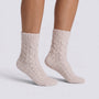 Calcetines de casa mujer mullidos caña media en color Beige, vista lateral