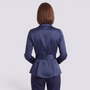 Camisa Satinada Mujer Cinturón Cruzado - Azul Marino - Espalda