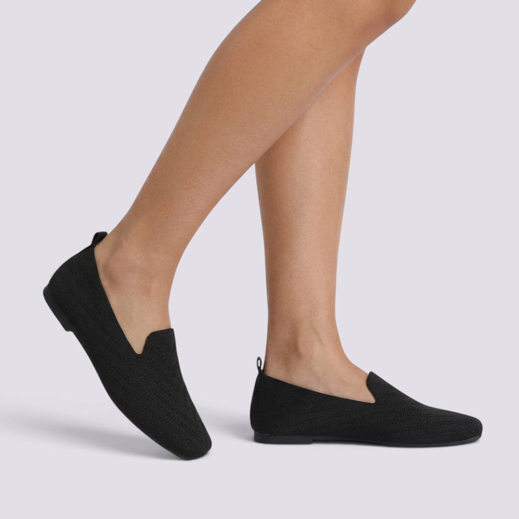 Mocasines Planos de Punto Mujer Negro - vista lateral