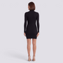Vestido Mini Canalé Cuello Alto Mujer - Negro - Espalda