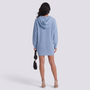 Vestido Punto Capucha Oversize Mujer Manga Larga - Azul - Espalda