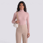 Jersey canale mujer cuello alto - Rosa - vista frontal