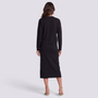 Conjunto mujer cárdigan y falda midi con botones dorados en color Negro, vista trasera