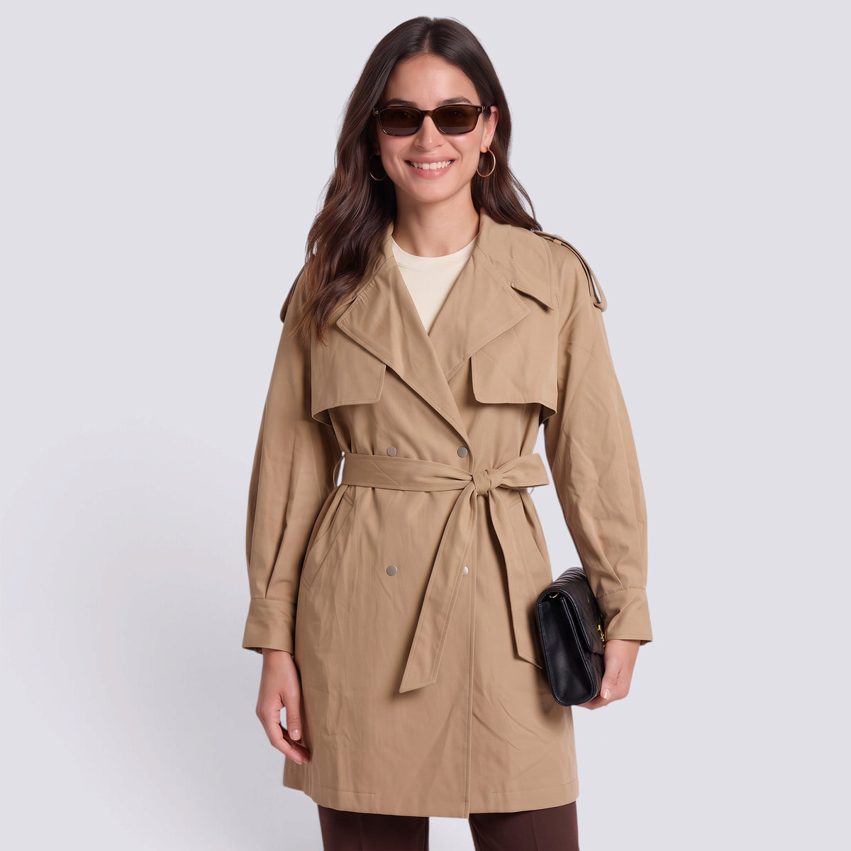 Chaleco Gabardina Mujer con Cinturón
